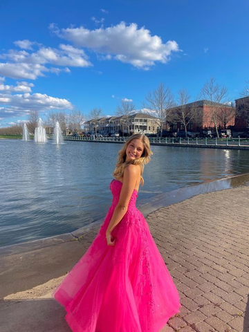 Beautiful Sweetheart A-Line Appliques Slit Long Party Prom Dress Evening Dress HZ1023
